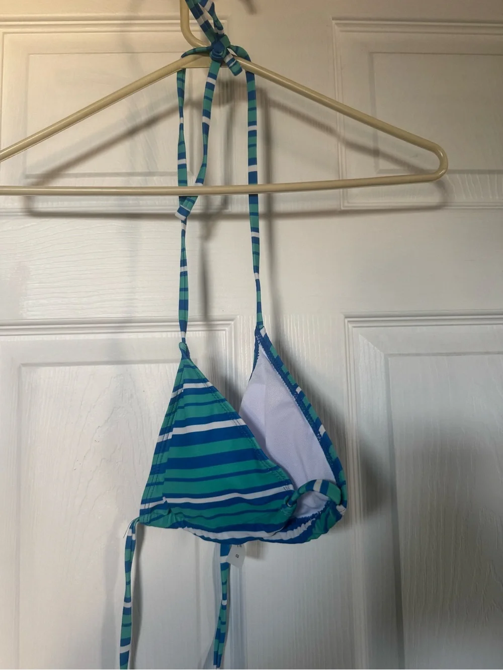 Girls' Blue & Green Striped Tie-Side Bikini Top and Bottom Set